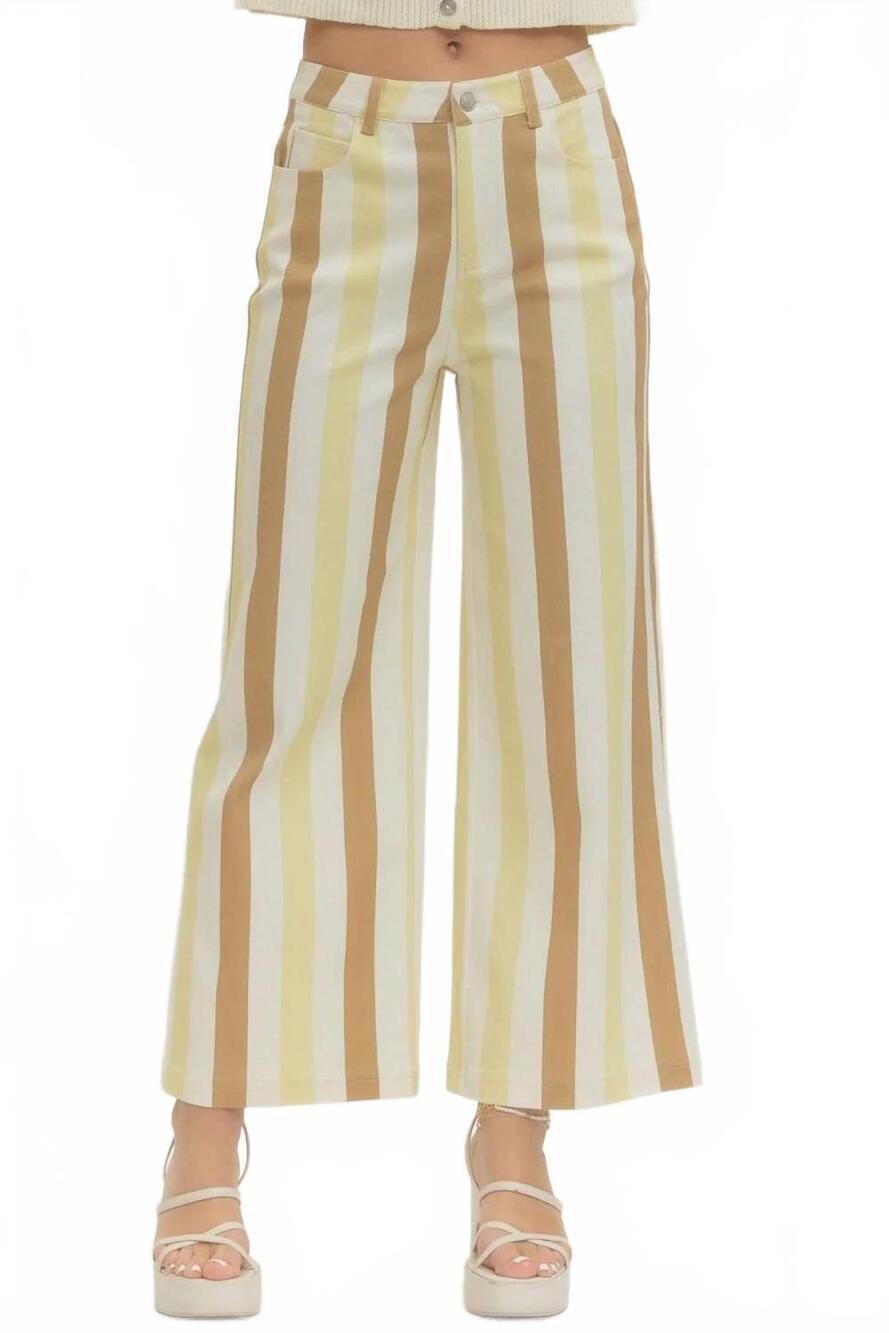 NEW ENTRO stripe me happy pant in sand multi